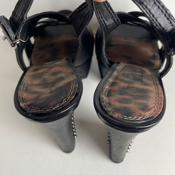Studded Leather Slingback Platform Heels 7.5 - Picture 7 of 13
